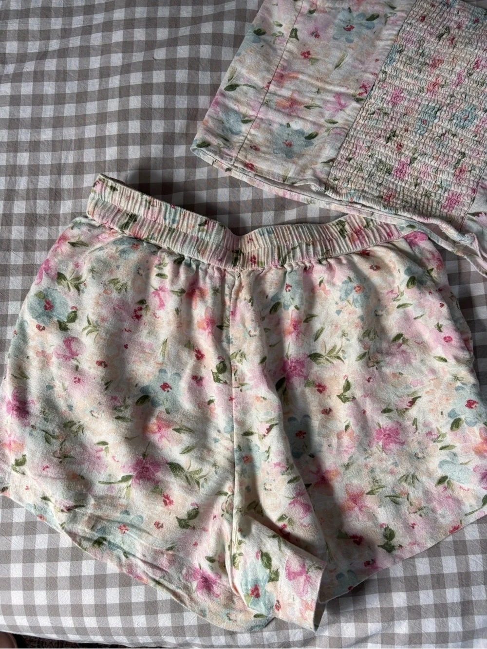 Abercrombie floral linen matching‎ two piece set (M tank and S bottoms)